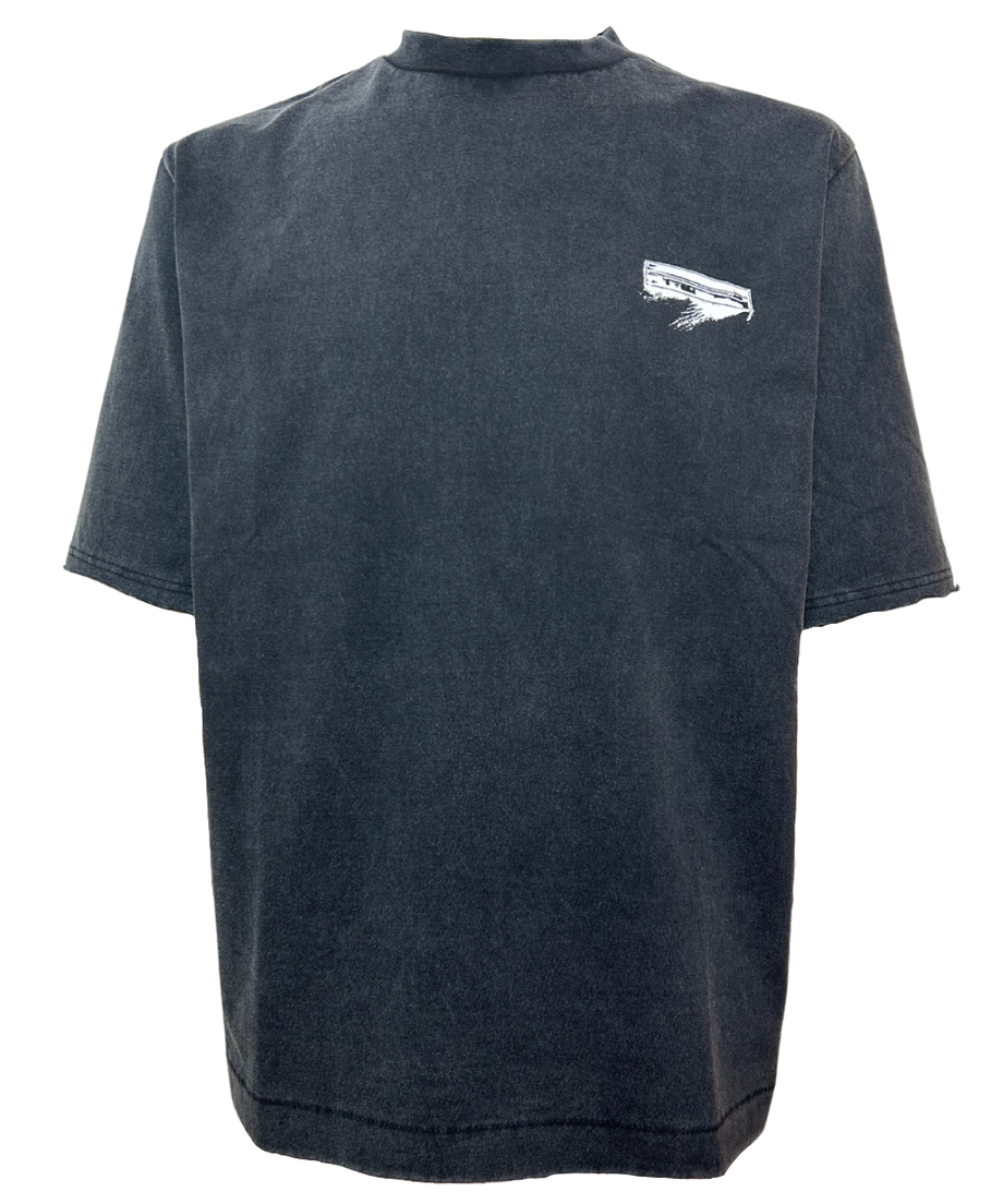 【WE11DONE 】 Rider Jacket Print T-Shirt Charcoal
