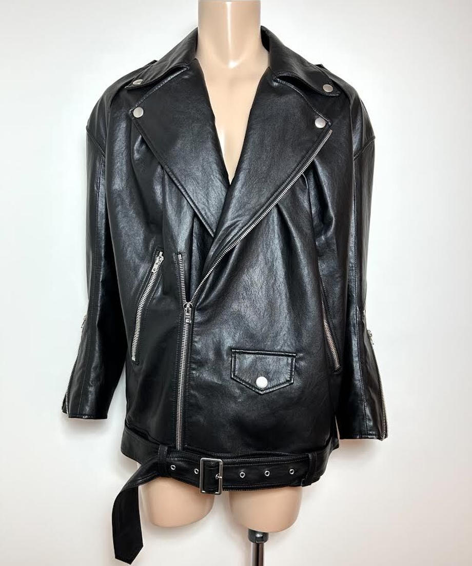 【WE11DONE】 Eco-leather Shirring Rider Jacket