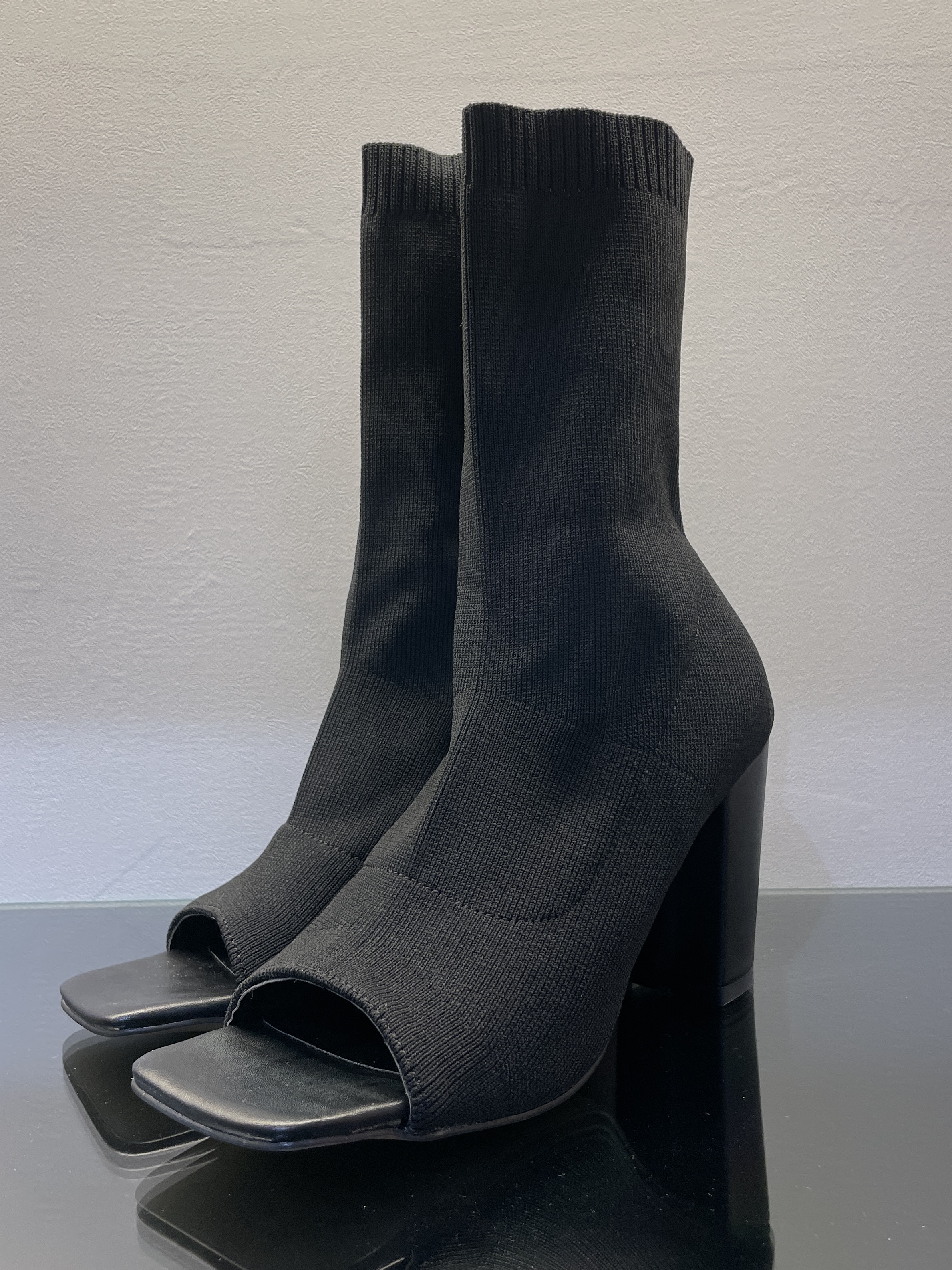 【MIRROR9】knit open toe boots