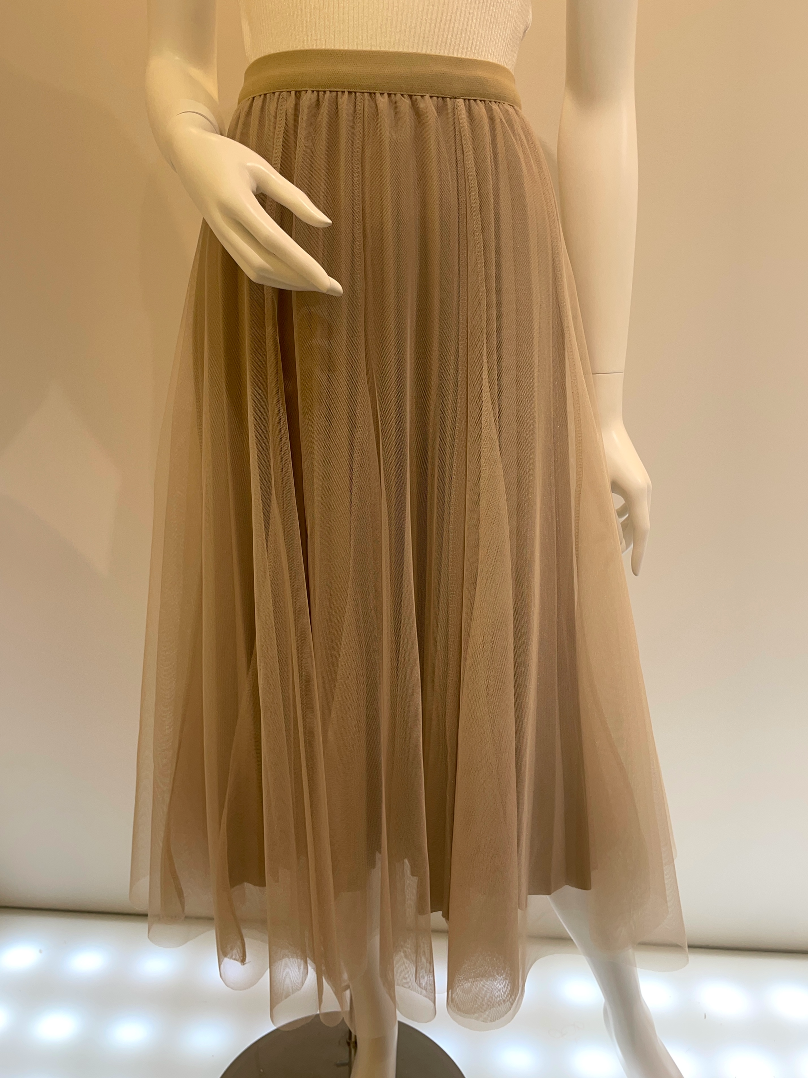 【MIRROR9】Sheer layered skirt BEIGE