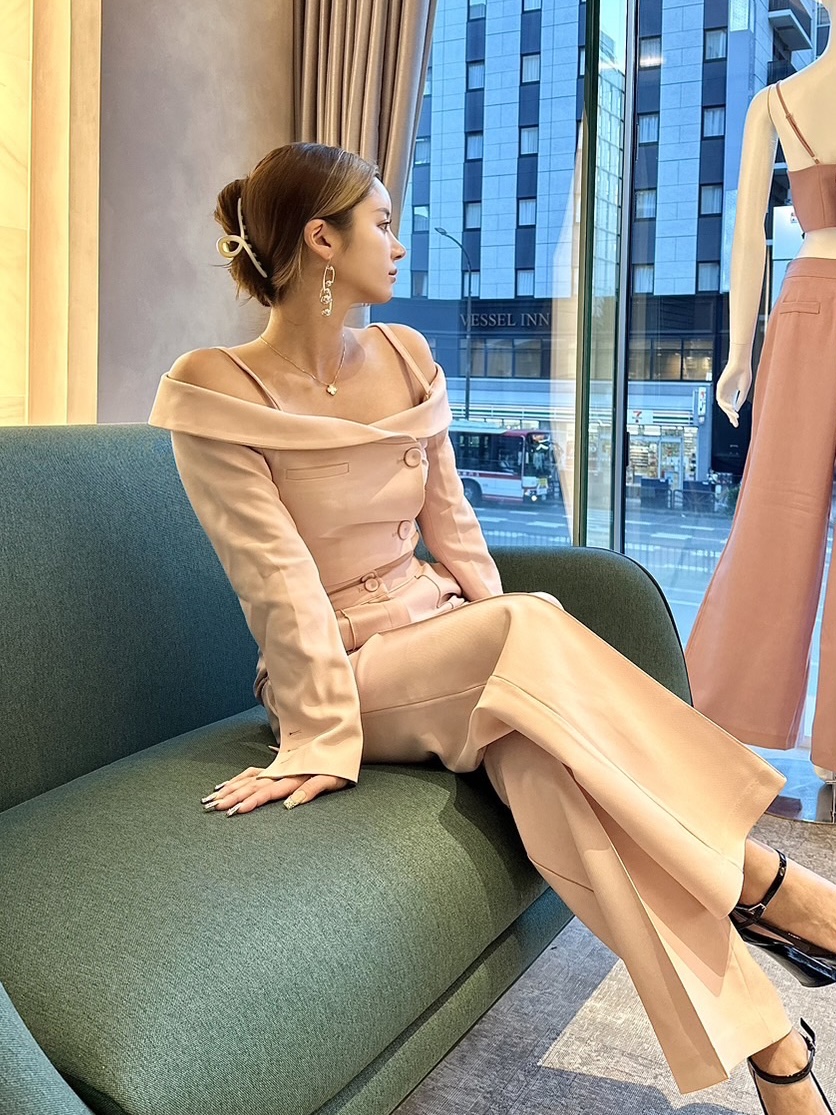 【ODREY】OFF SHOULDER SET UP LIGHT PINK