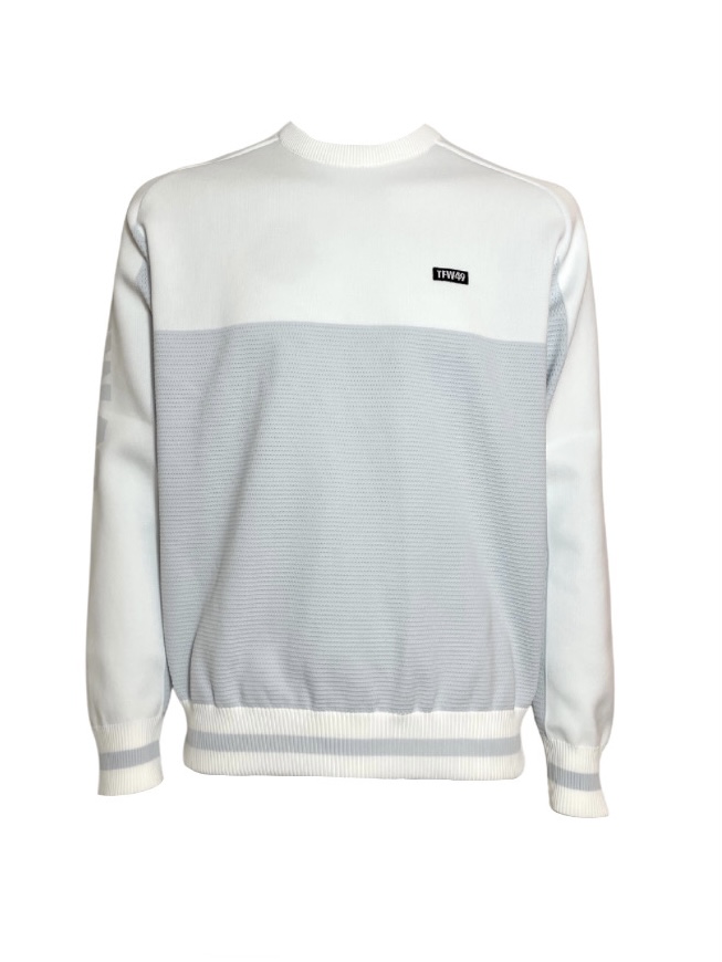 【TFW49】ROUND NECK KNIT WHITE/GRAY