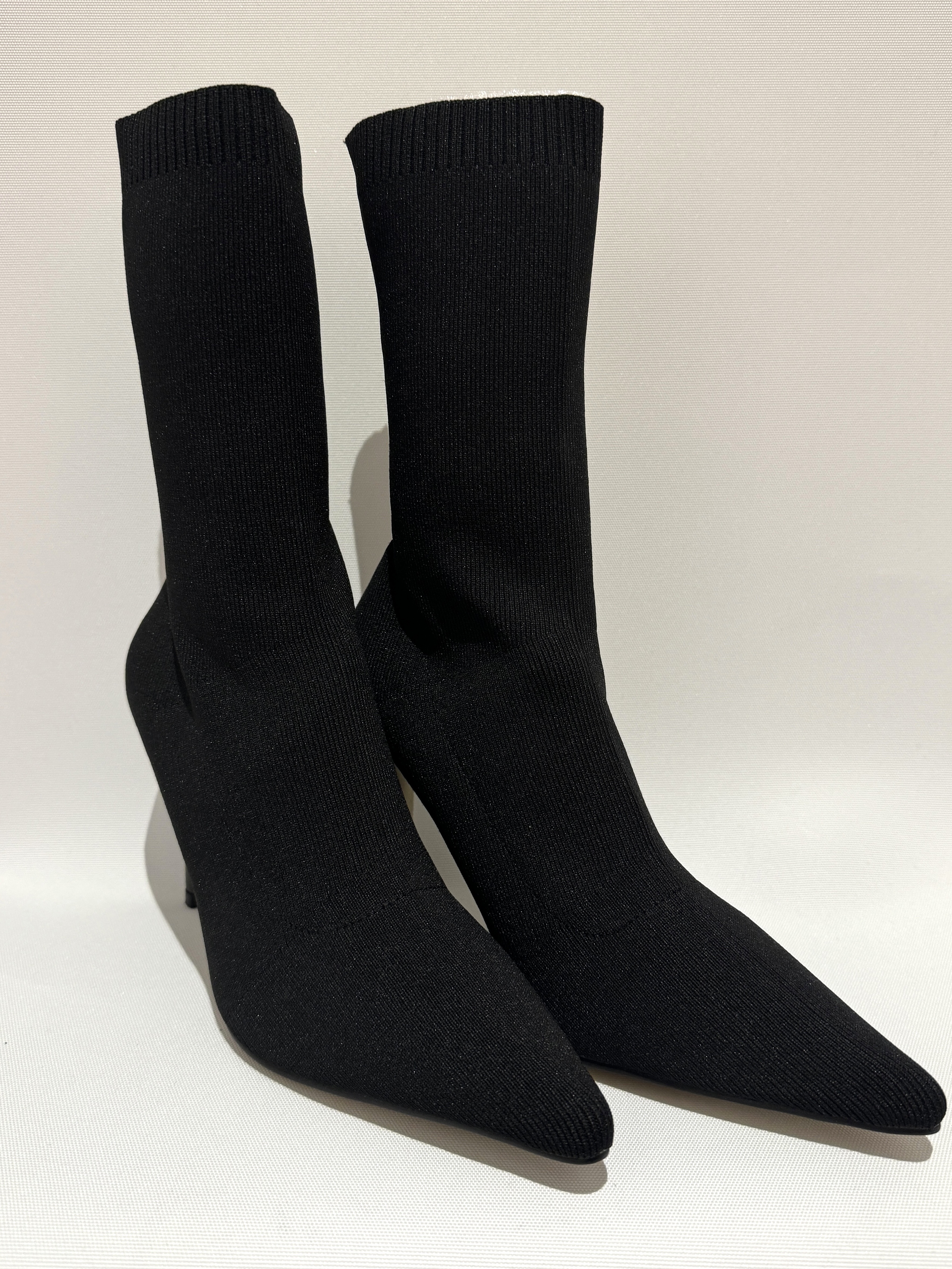 【MIRROR9 】Knit stretch short boots BLACK