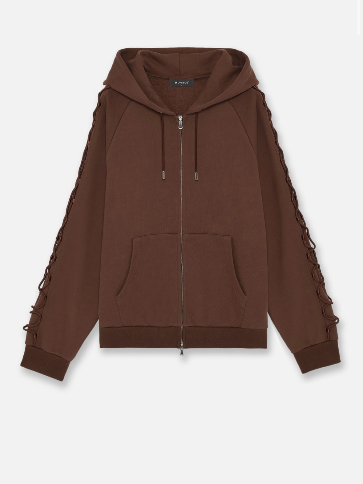 【MLVINCE 】ZIP-UP DRESS SLEEVE HOODY – BROWN