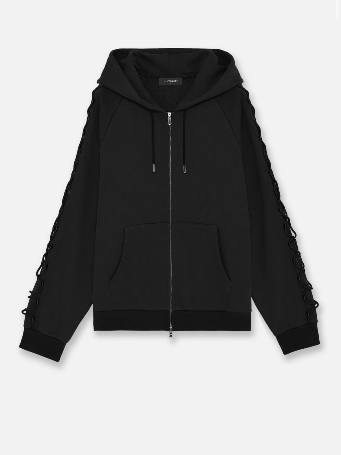 【MLVINCE 】ZIP-UP DRESS SLEEVE HOODY – BLACK