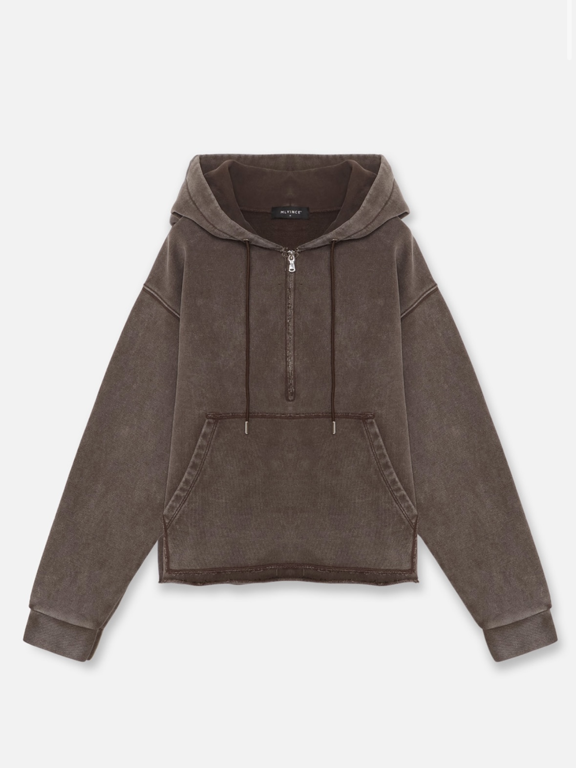 【MLVINCE 】OVERSIZED HALF ZIP HOODY – DYED BROWN