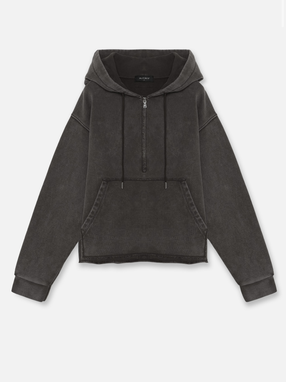 【MLVINCE 】OVERSIZED HALF ZIP HOODY – DYED BLACK