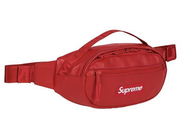 【Supreme】Leather Waist Bag RED